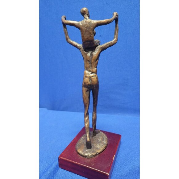 Vintage‎ Bronzeart Signed Bronze Father & Son Piggy Back Ride Statue! 3 - Picture 7 of 14